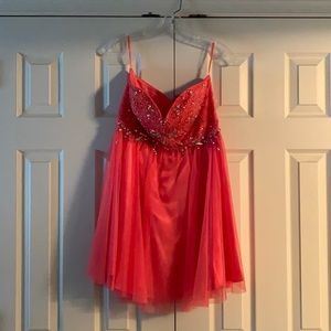 coral stoned cocktail dress
